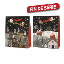 Sac cadeau Village en papier 12 x 30 x 42 cm DECORIS