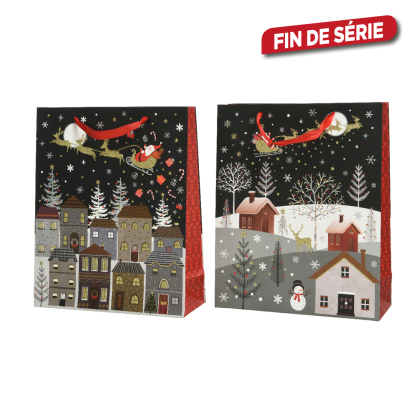 Sac cadeau Village en papier 12 x 30 x 42 cm DECORIS