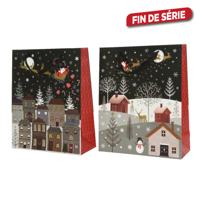 Sac cadeau Village en papier 10 x 26 x 32 cm DECORIS