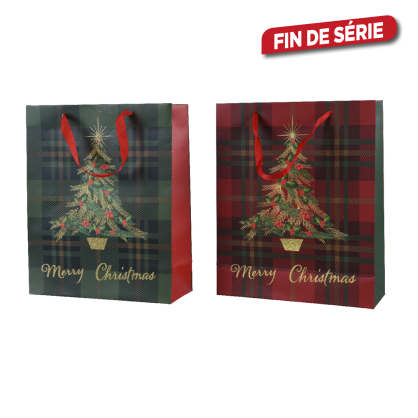 Sac cadeau Merry Christmas en papier 10 x 26 x 32 cm DECORIS