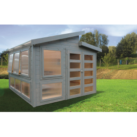 Abri de jardin en bois serre moderne Merano avec double porte 28 mm 3,03 x 3,03 m SOLID