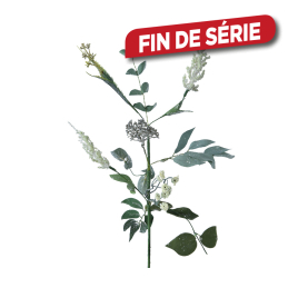 Branche enneigée avec feuilles d'eucalyptus blanche et verte 50 cm