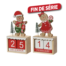 Calendrier de l'avent en bois en forme de cube 10,5 x 4,8 x 20 cm DECORIS