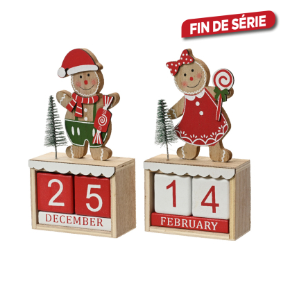 Calendrier de l'avent en bois en forme de cube 10,5 x 4,8 x 20 cm DECORIS