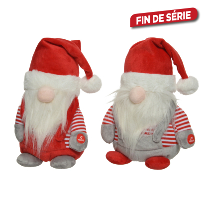 Gnome debout en polyester avec nez LED 18 x 13 x 25 cm LUMINEO