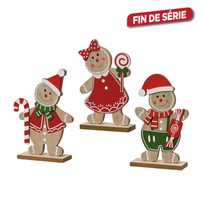 Figurine de bonhomme en pain d'épice en MDF 17 cm DECORIS