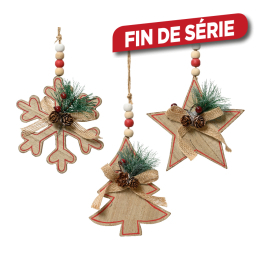 Figurine de Noël en bois à suspendre 14 cm DECORIS