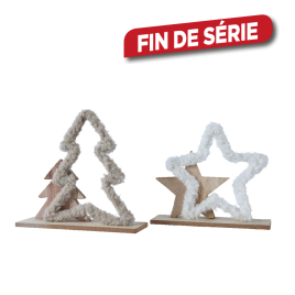 Étoile ou sapin en bois et polyester 24 x 6 x 21,5 cm DECORIS