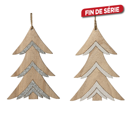 Sapin en bois à suspendre Ø 10 x 14 cm DECORIS