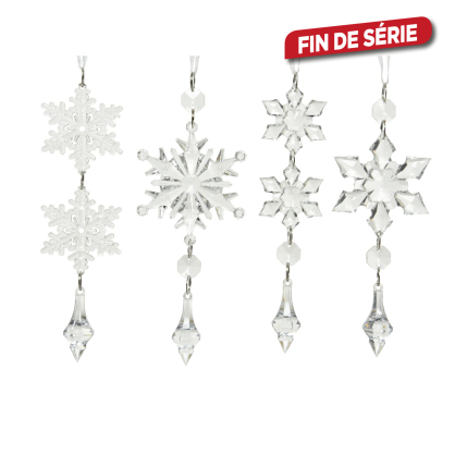 Flocon de neige acrylique à suspendre transparent 16 cm DECORIS