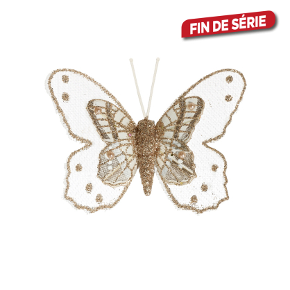 Papillon à clipser champagne 6 x 8 cm 6 pièces DECORIS