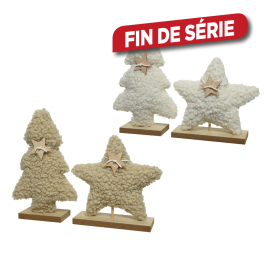 Étoile ou sapin en bois et polyester 18 x 5,5 x 18 cm DECORIS