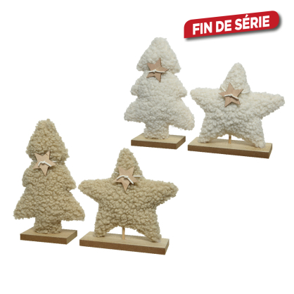 Étoile ou sapin en bois et polyester 18 x 5,5 x 18 cm DECORIS