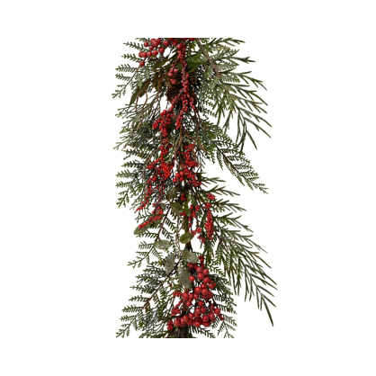 Guirlande de Noël avec baies rouges 1,8 cm DECORIS