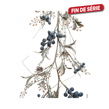 Guirlande de Noël avec baies bleues et pommes de pin 1,3 cm DECORIS