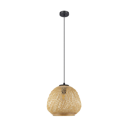 Suspension Dembleby noire et bois naturel Ø 32 cm E27 40 W EGLO