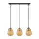 Suspension Dembleby noire et bois naturel E27 3 × 40 W EGLO