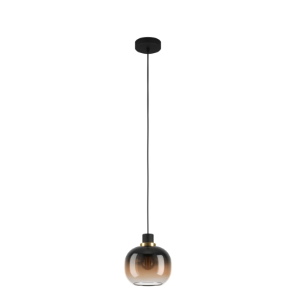 Suspension Oilella noire et laiton Ø 19 cm E27 40 W EGLO