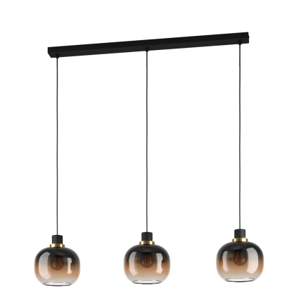 Suspension Oilella noire et laiton E27 3 × 40 W EGLO