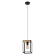 Suspension Libertad noire et bois naturel E27 40 W EGLO