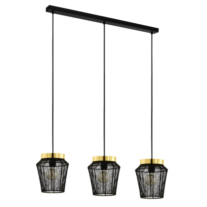 Suspension Escandidos noire et laiton brossé E27 3 × 40 W EGLO