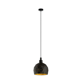 Suspension Roccaforte noire et or Ø 17 cm E14 40 W EGLO