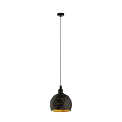 Suspension Roccaforte noire et or Ø 17 cm E14 40 W EGLO