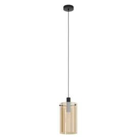 Suspension Polverara ambre et noir Ø 18 cm E27 40 W EGLO