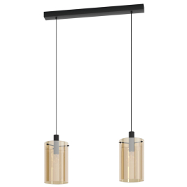 Suspension Polverara ambre et noir E27 2 × 40 W EGLO