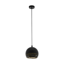 Suspension Camastra noire et or E27 40 W EGLO