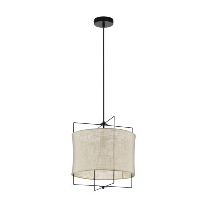 Suspension Bridekirk noire et nature Ø 40 cm E27 40 W EGLO