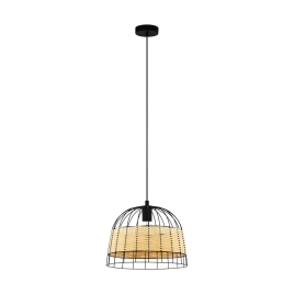 Suspension Anwick noire et nature Ø 37 cm E27 40 W EGLO