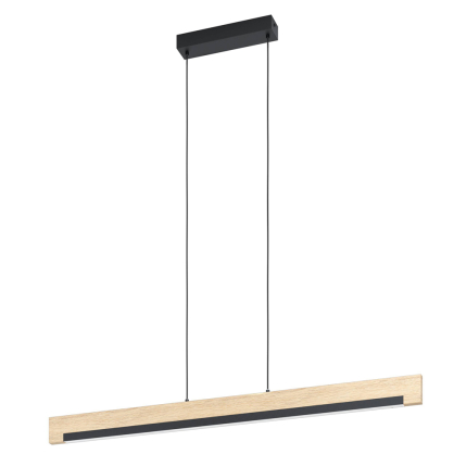 Suspension LED Camacho noire et bois clair dimmable 25,5 W EGLO