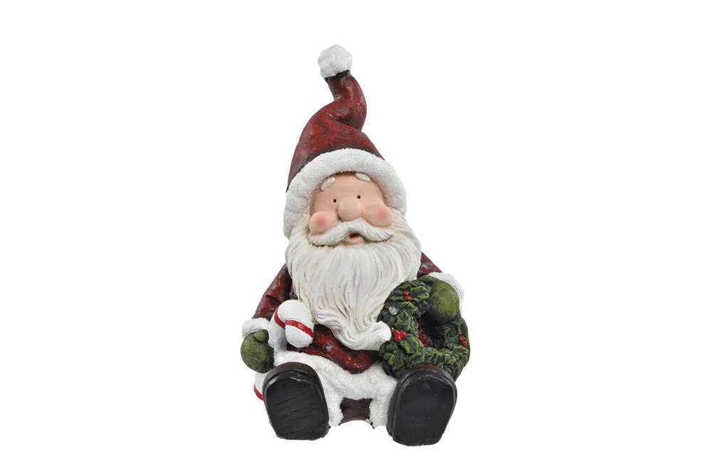 Figurine de Père Noël qui porte un sapin LED 44 cm