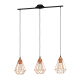 Suspension Tarbes noire et cuivre E27 3 × 60 W EGLO