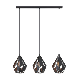 Suspension Carlton 1 noire et cuivre E27 3 × 60 W EGLO