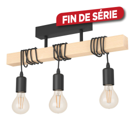 Suspension Townshend noire et bois clair E27 3 × 60 W EGLO