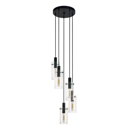 Suspension Montefino noire E27 5 × 60 W EGLO