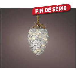 Pomme de pin en verre LED à suspendre Ø 15 x 21 cm blanc chaud LUMINEO