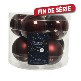 Boule de Noël en verre Ø 7 cm acajou 8 pièces DECORIS