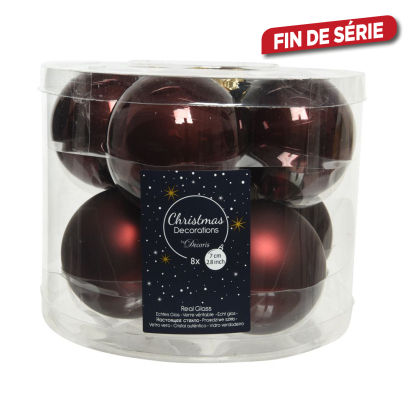 Boule de Noël en verre Ø 7 cm acajou 8 pièces DECORIS