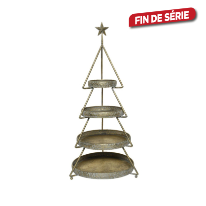 Étagère sapin de Noël en fer doré 46 x 42 x 101 cm DECORIS