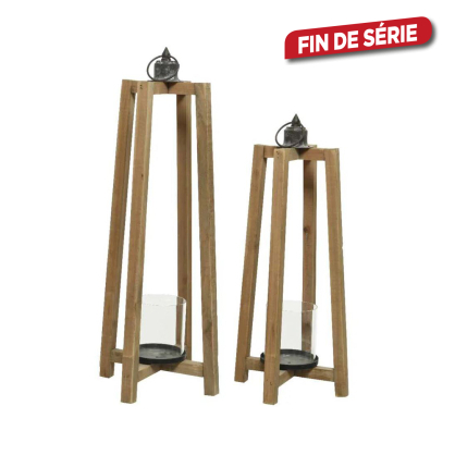 Set de lanterne en bois 2 pièces DECORIS