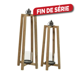 Lanterne en bois 22,5 x 22,5 x 61 cm DECORIS