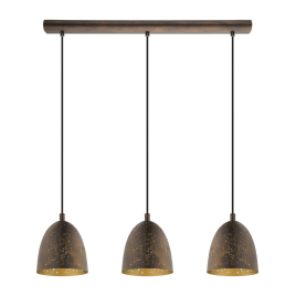 Suspension Safi brune et or E27 3 × 60 W EGLO