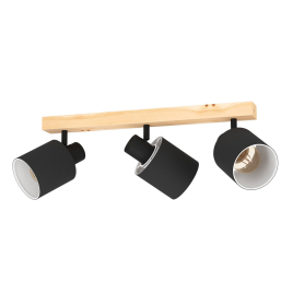 Spot Batallas noir et bois clair E27 3 × 10 W EGLO