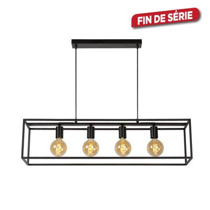 Suspension Unik noire dimmable E27 4 × 5 W LUCIDE