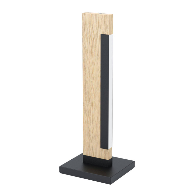 Lampe de table LED Camacho noire et bois clair dimmable 6,5 W EGLO