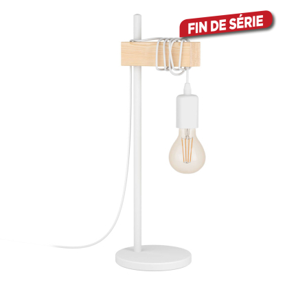 Lampe de table Townshend blanche et bois E27 10 W EGLO