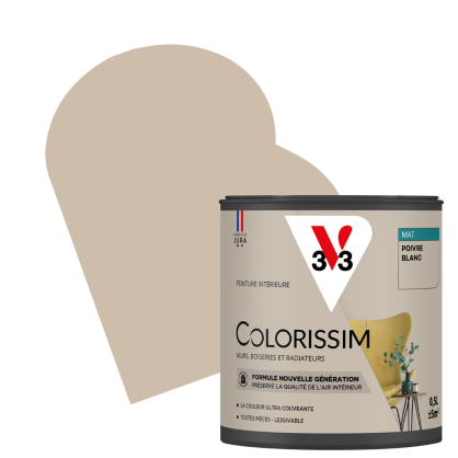 Peinture pour murs Colorissim poivre blanc mat 0,5 L V33